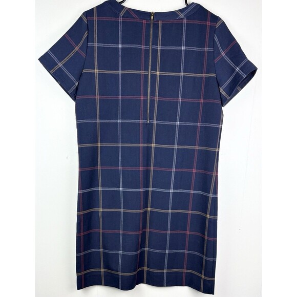 J Crew Navy Blue Plaid Mini Retro 1960s Mod Academia Shift Dress, Size 6 - Picture 5 of 8